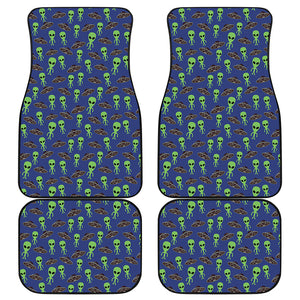 Cute Green Alien UFO Print Front and Back Car Floor Mats