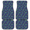 Cute Green Alien UFO Print Front and Back Car Floor Mats