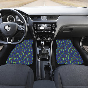 Cute Green Alien UFO Print Front and Back Car Floor Mats