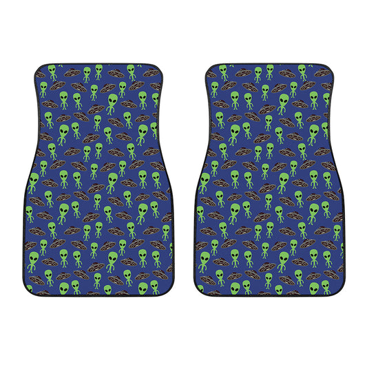 Cute Green Alien UFO Print Front Car Floor Mats