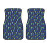 Cute Green Alien UFO Print Front Car Floor Mats