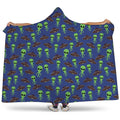Cute Green Alien UFO Print Hooded Blanket