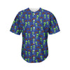 Cute Green Alien UFO Print Men's Baseball Jersey