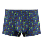 Cute Green Alien UFO Print Men's Boxer Briefs