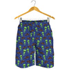 Cute Green Alien UFO Print Men's Shorts