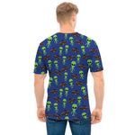 Cute Green Alien UFO Print Men's T-Shirt