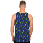 Cute Green Alien UFO Print Men's Tank Top