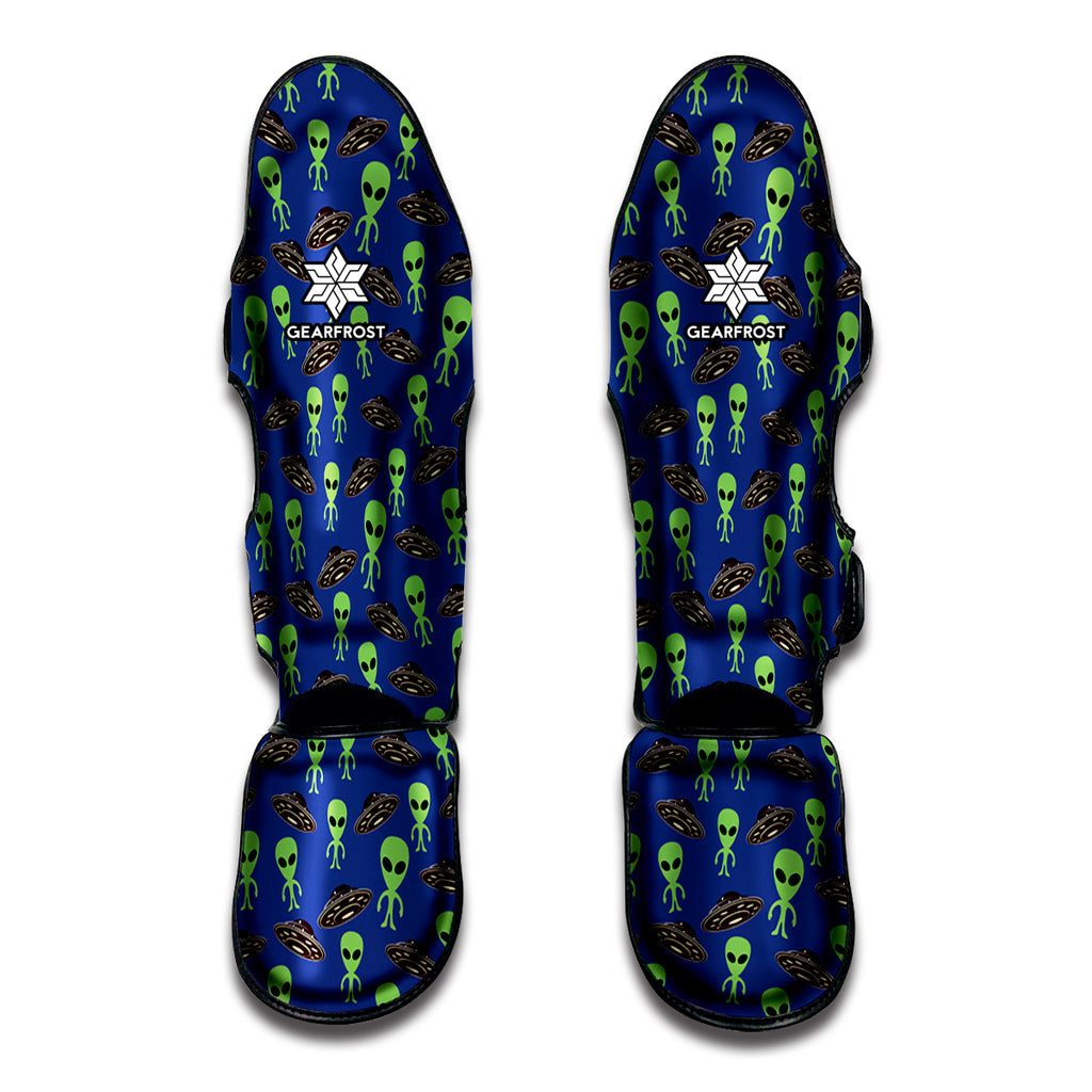 Cute Green Alien UFO Print Muay Thai Shin Guard