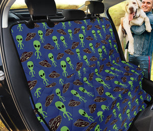 Cute Green Alien UFO Print Pet Car Back Seat Cover