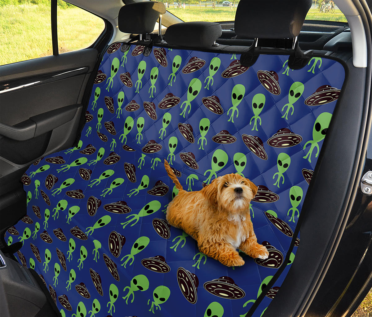 Cute Green Alien UFO Print Pet Car Back Seat Cover