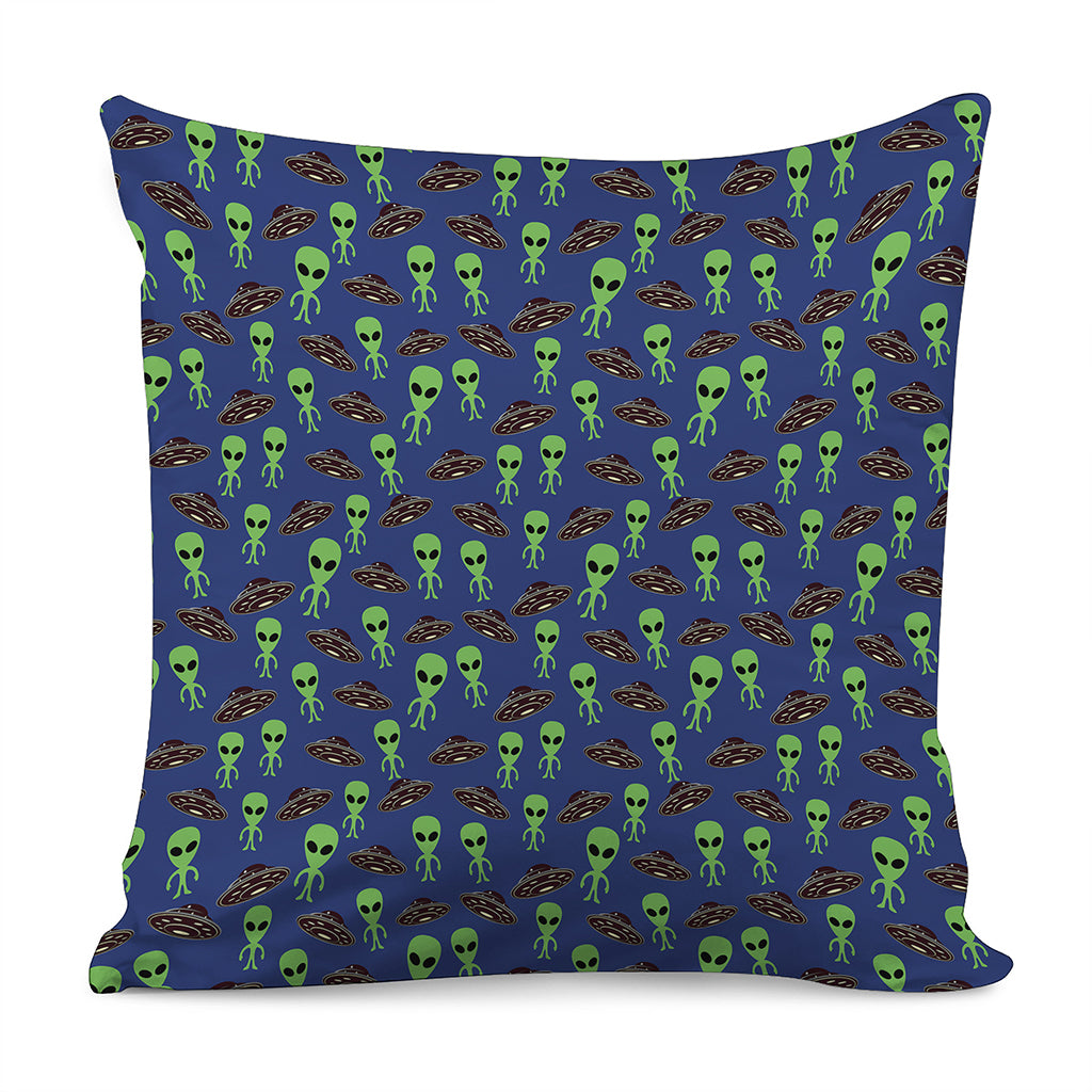 Cute Green Alien UFO Print Pillow Cover