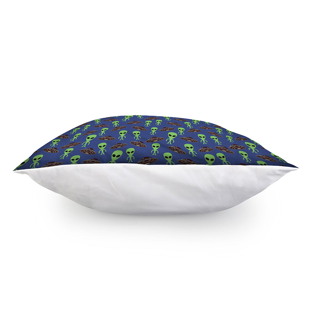 Cute Green Alien UFO Print Pillow Cover