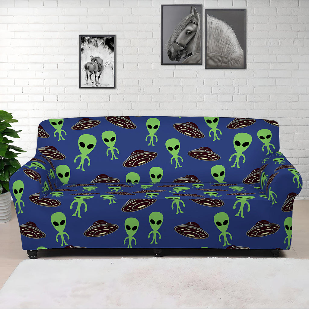Cute Green Alien UFO Print Sofa Cover