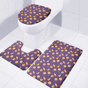 Cute Halloween Candy Pattern Print 3 Piece Bath Mat Set