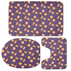 Cute Halloween Candy Pattern Print 3 Piece Bath Mat Set