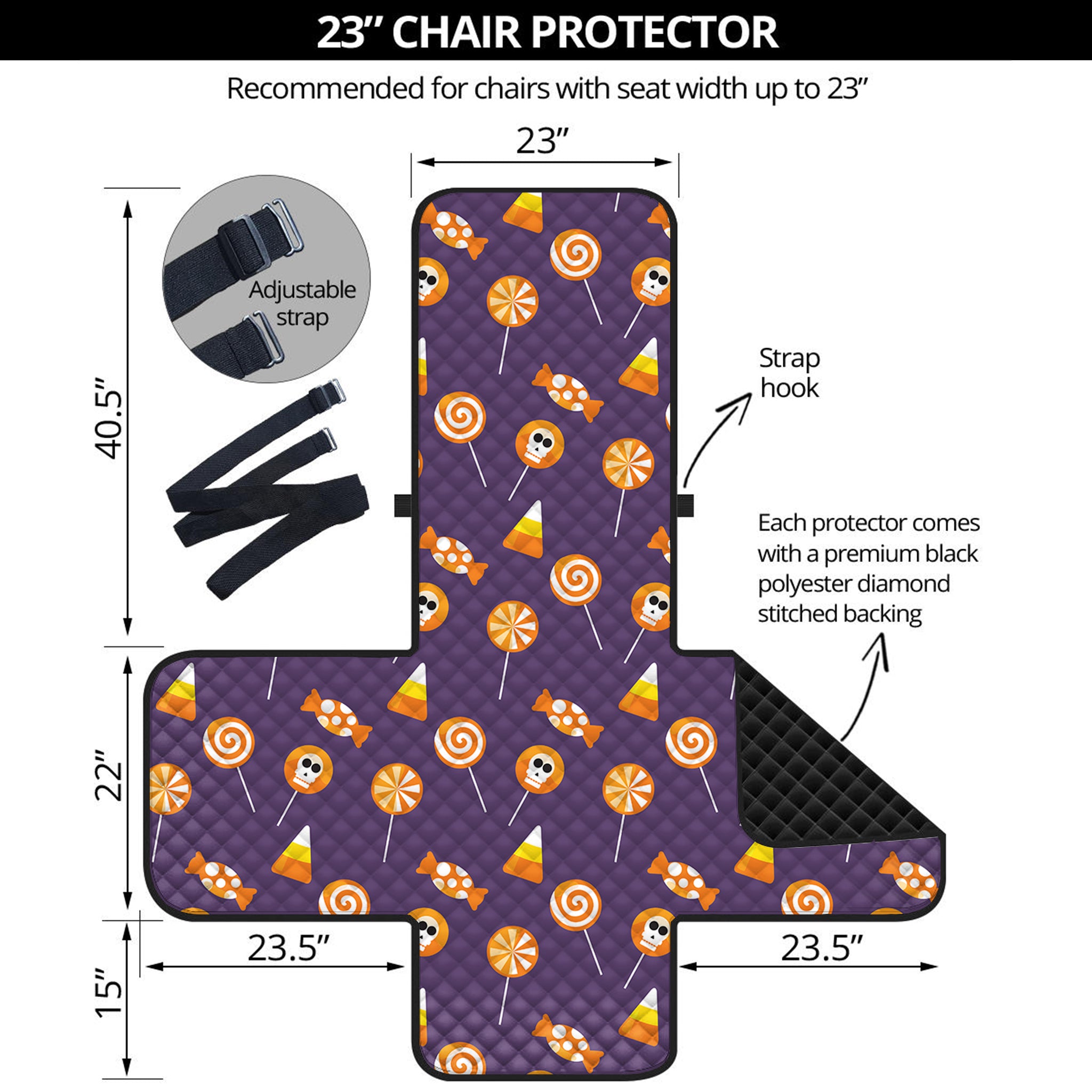 Cute Halloween Candy Pattern Print Armchair Protector