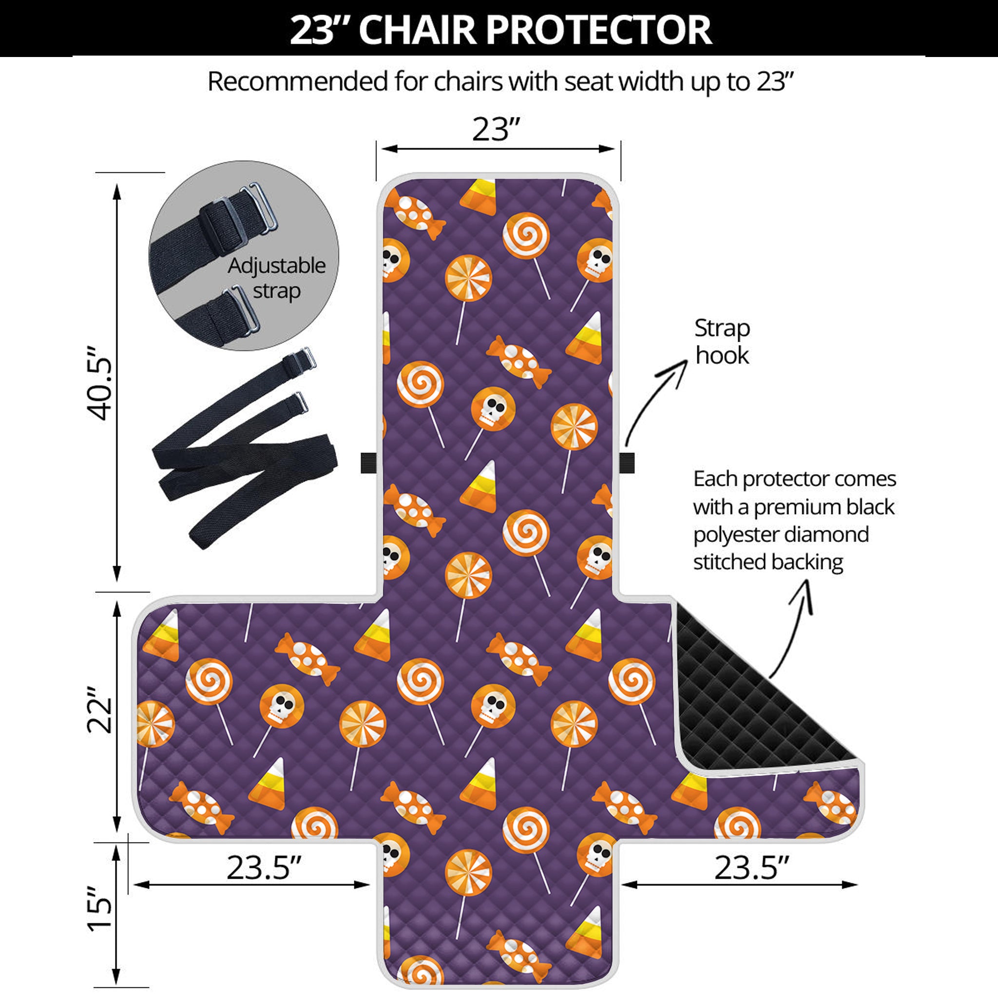 Cute Halloween Candy Pattern Print Armchair Protector