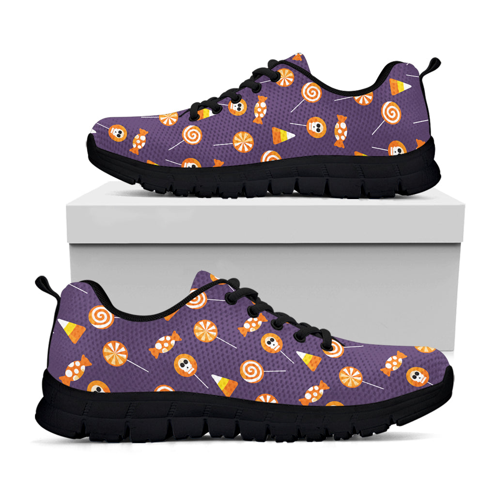 Cute Halloween Candy Pattern Print Black Sneakers