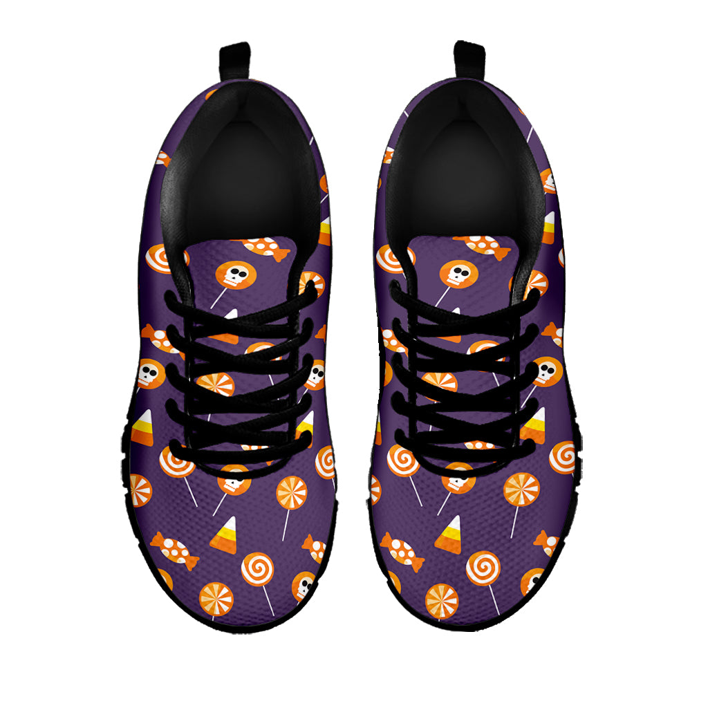 Cute Halloween Candy Pattern Print Black Sneakers