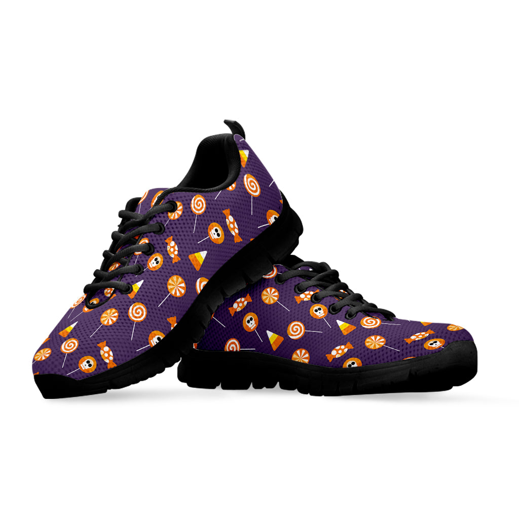 Cute Halloween Candy Pattern Print Black Sneakers