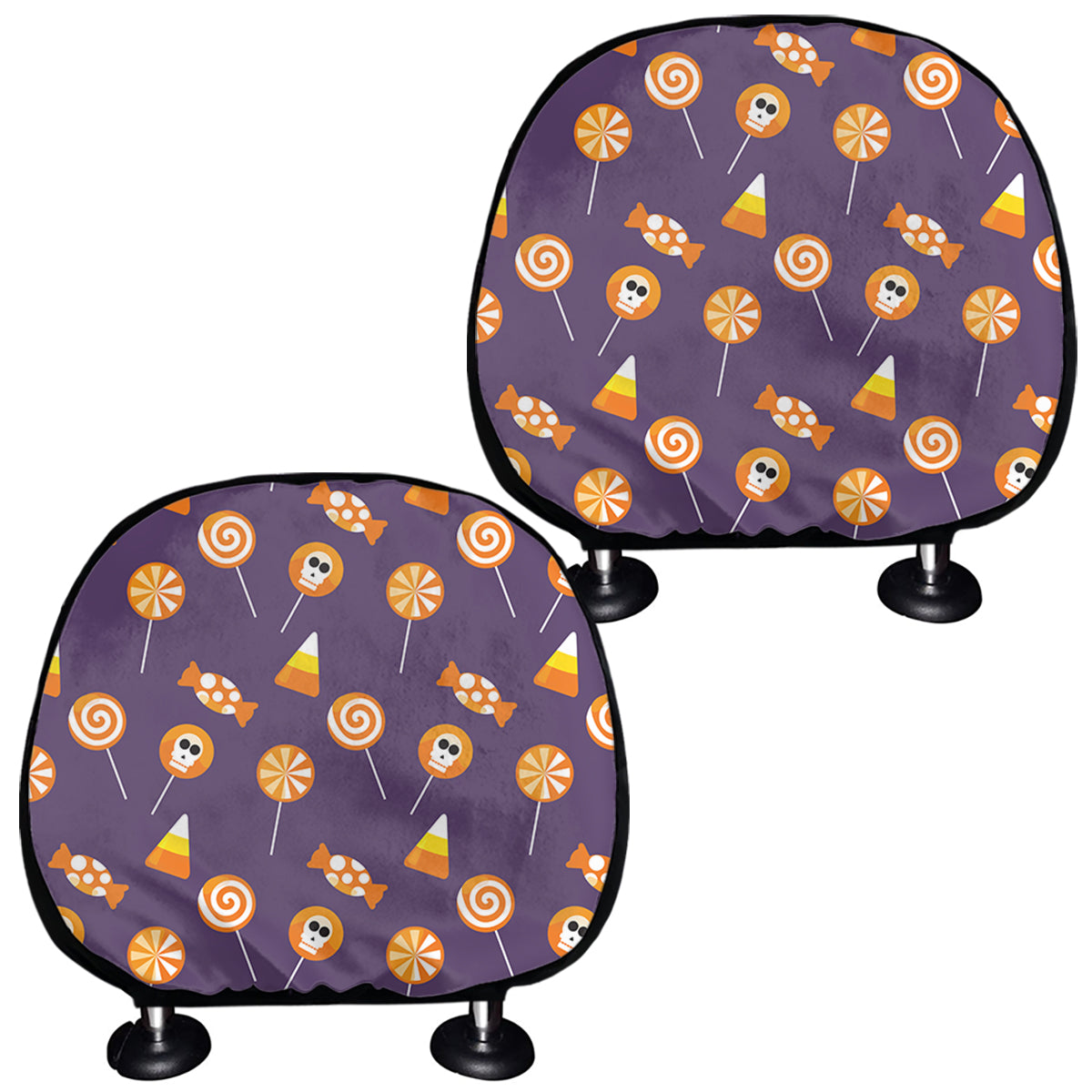 Cute Halloween Candy Pattern Print Car Headrest Covers