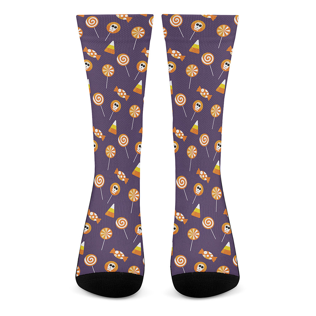 Cute Halloween Candy Pattern Print Crew Socks