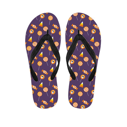 Cute Halloween Candy Pattern Print Flip Flops