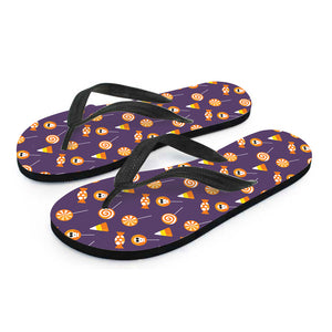 Cute Halloween Candy Pattern Print Flip Flops