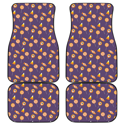 Cute Halloween Candy Pattern Print Front and Back Car Floor Mats