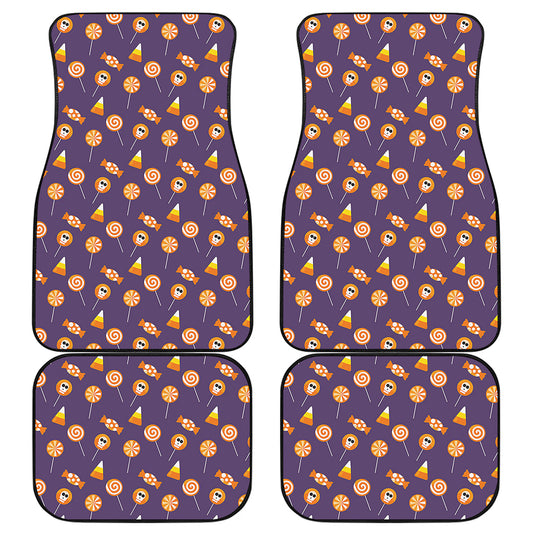 Cute Halloween Candy Pattern Print Front and Back Car Floor Mats