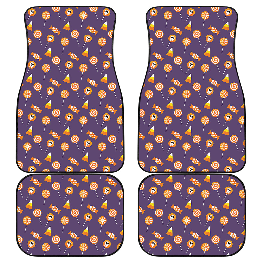 Cute Halloween Candy Pattern Print Front and Back Car Floor Mats