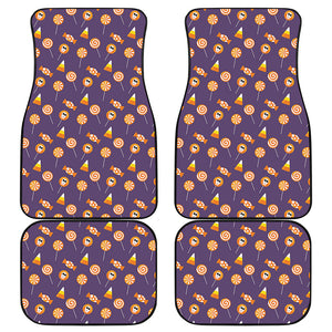 Cute Halloween Candy Pattern Print Front and Back Car Floor Mats