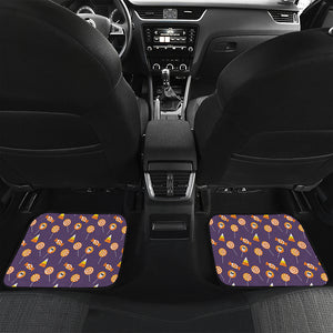 Cute Halloween Candy Pattern Print Front and Back Car Floor Mats