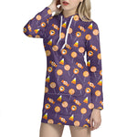 Cute Halloween Candy Pattern Print Hoodie Dress