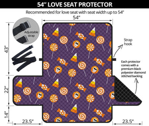 Cute Halloween Candy Pattern Print Loveseat Protector