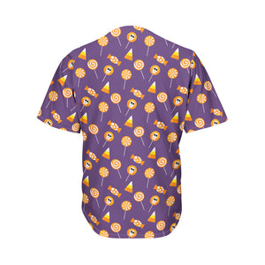 Cute Halloween Candy Pattern Print Men's Baseball Jersey