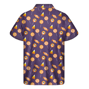 Cute Halloween Candy Pattern Print Men's Short Sleeve Shirt