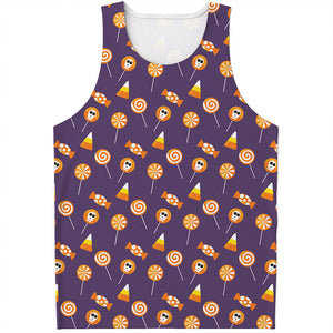 Cute Halloween Candy Pattern Print Men's Tank Top