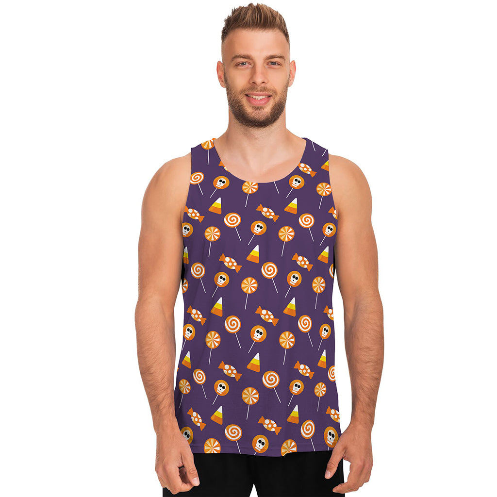 Cute Halloween Candy Pattern Print Men's Tank Top