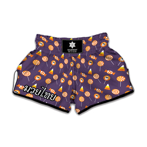 Cute Halloween Candy Pattern Print Muay Thai Boxing Shorts