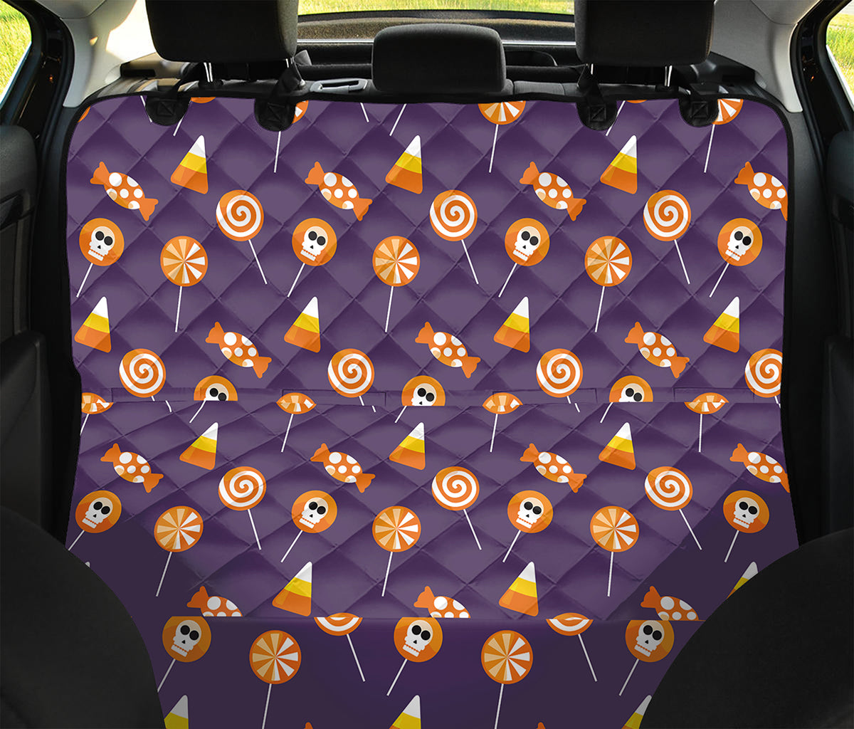 Cute Halloween Candy Pattern Print Pet Car Back Seat Cover