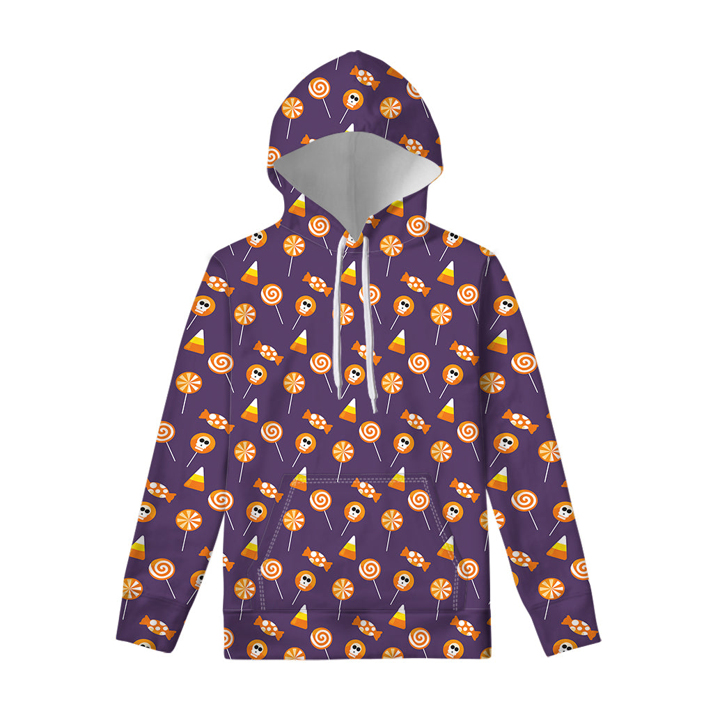 Cute Halloween Candy Pattern Print Pullover Hoodie