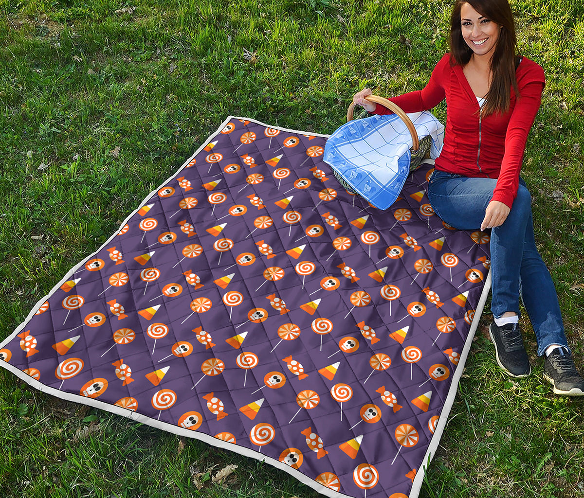 Cute Halloween Candy Pattern Print Quilt