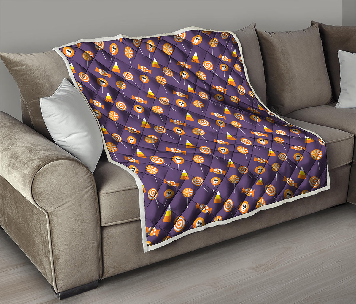 Cute Halloween Candy Pattern Print Quilt