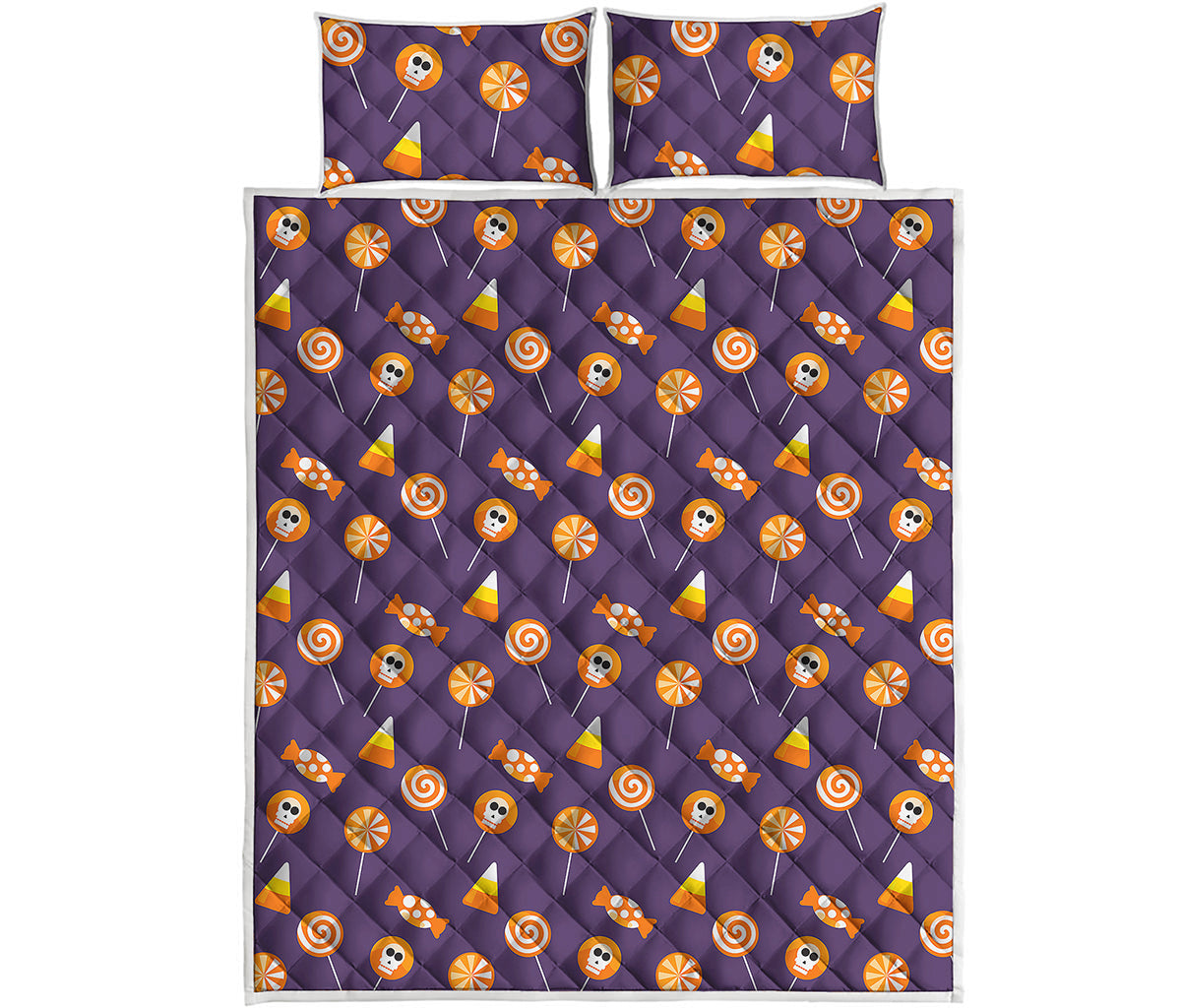 Cute Halloween Candy Pattern Print Quilt Bed Set