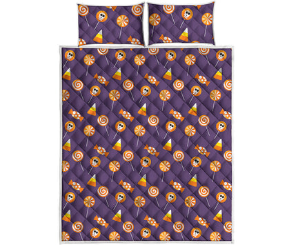 Cute Halloween Candy Pattern Print Quilt Bed Set