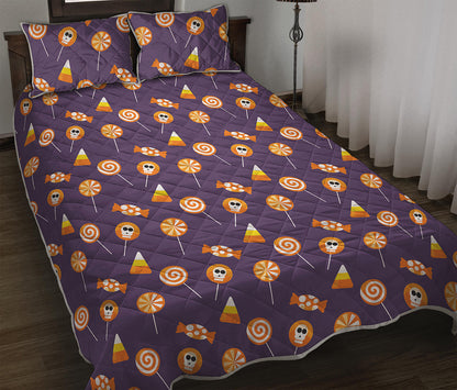 Cute Halloween Candy Pattern Print Quilt Bed Set