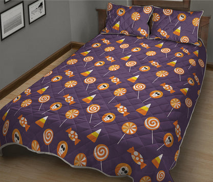 Cute Halloween Candy Pattern Print Quilt Bed Set