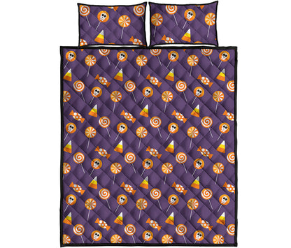 Cute Halloween Candy Pattern Print Quilt Bed Set