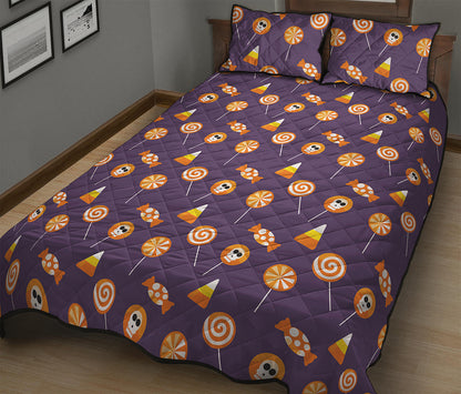 Cute Halloween Candy Pattern Print Quilt Bed Set